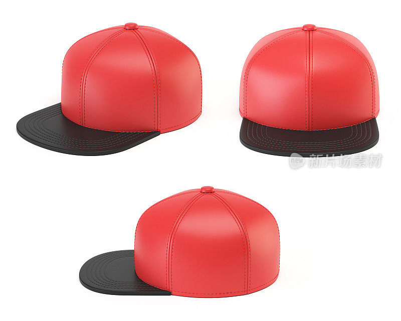 红色和黑色snap back模拟，空白帽模板，各种意见